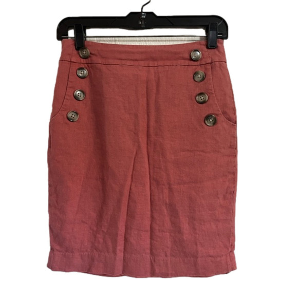 LOFT Salmon Skirt with Pockets Size 0 - Picture 1 of 5